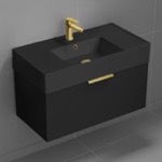 Nameeks DERIN647 Black Floating Bathroom Vanity - 32 Inch, Modern, Matte Black